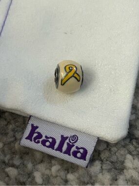 Halia Yellow Ribbon “Support Our Troops” Bead Charm - Sterling Silver